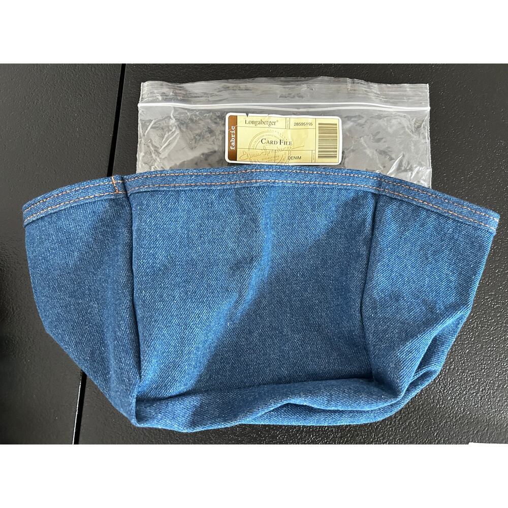 Longaberger Liner CARD‎ FILE denim blue jean fabric NEW